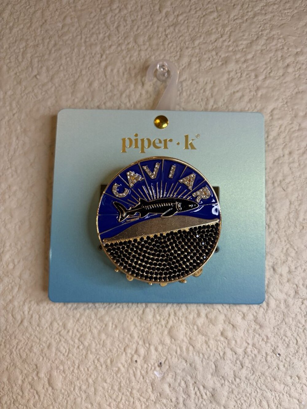 Piper K Caviar Sturgeon Fish Rhinestone Jeweled Hair Clip Barrette NWT